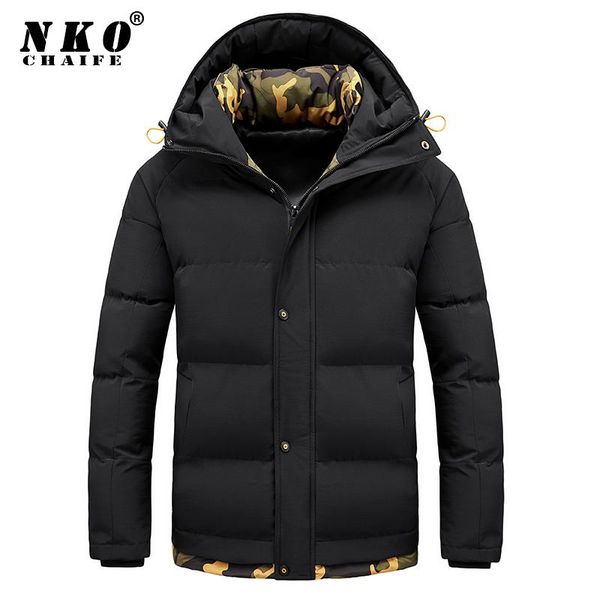 

men's down & parkas men brand 2021 winter casual thick warm jacket coat autumn outwear fashion windproof hooded 5xl, Black