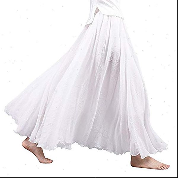 

women holiday ethnic cotton linen skirt long loose party casual beach skirts summer white black khaki pea green solid