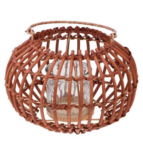 

candle holders 1pc chinese type candlestick lampshade manual rattan woven