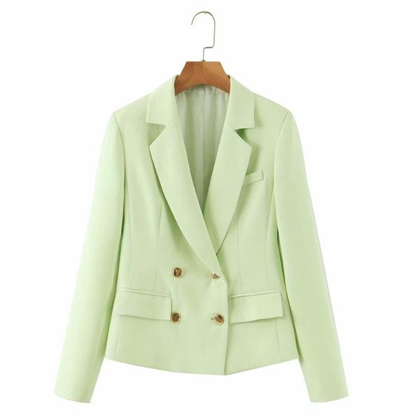 

women's suits & blazers women 2021 fashion double-breasted pockets blazer coat vintage long sleeve female outerwear chic ladies, White;black