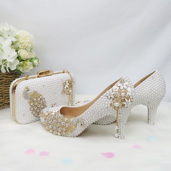 

baoyafang white wedding matching bags bride high heels shoes woman ladies party shoe set fashion pumps gxfo, Black