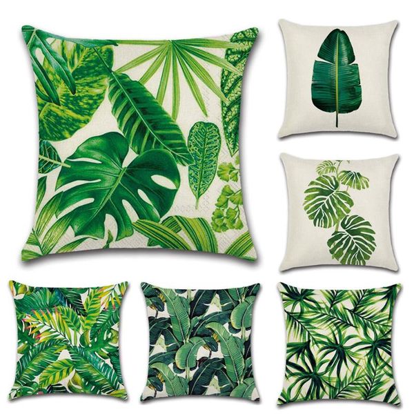 

cushion/decorative pillow tropical plants cushion cover decorative pillowcases cotton linen printing throw case leaves almohada