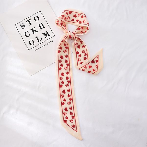 

scarves 100cm*7cm stripe summer love lady long silk ribbon female thin design decorative collar headband skinny scarf women, Blue;gray