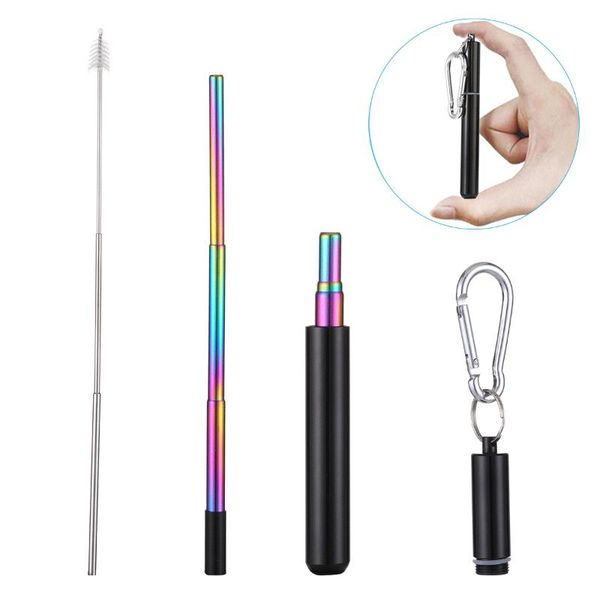 

drinking straws portable straw stainless steel for travel reusable collapsible with case and brush