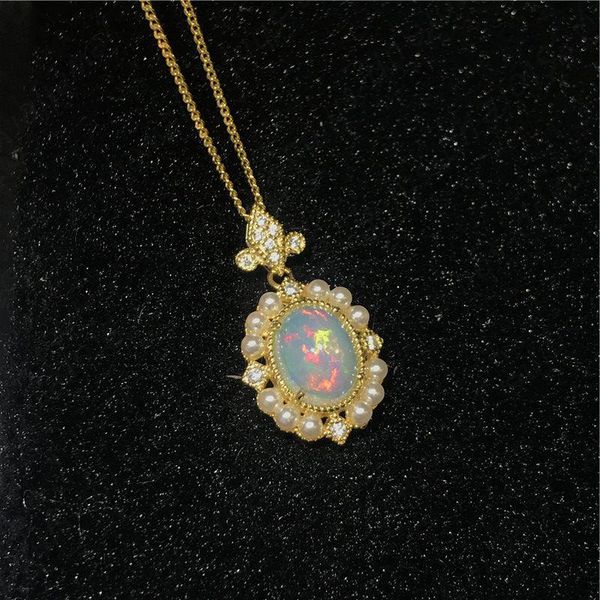 

dangle & chandelier natural opal necklace 925 silver women's super shiny luxury atmosphere banquet essential jewelry