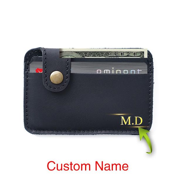 

card holders custom gold name crazy horse holder men's mini id cardholder small coin purse case wallet money bag for male, Brown;gray