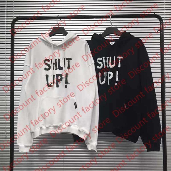 

black white letter pullover men women cotton pocket embroidery tag sweatshirt