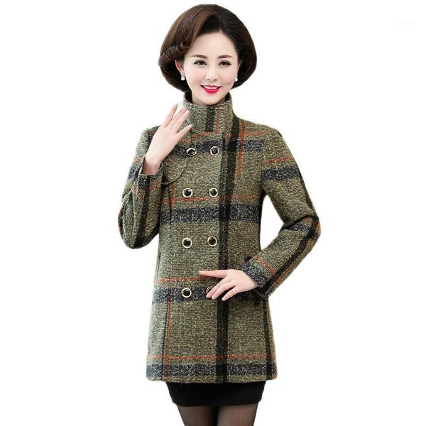 

women's wool & blends korean woolen coat women outerwear autumn winter jacket female fashion oversize loose plaid windbreaker mom casua, Black