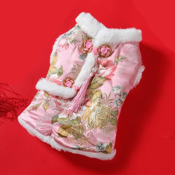 

pets clothes happy customs tang costume new year increase down bipod cheongsam cat and pet dog clothes teddy bear big jumpsuits