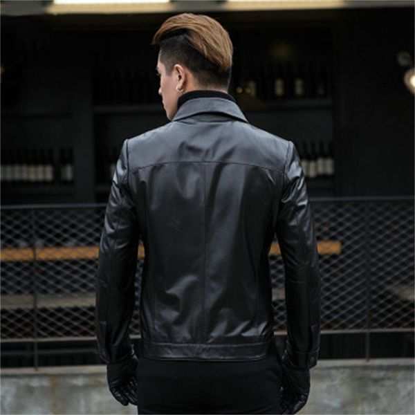 

2021 tao ting li in the new men genuine royal sheep leather jacket h81 j5nl, Black;brown