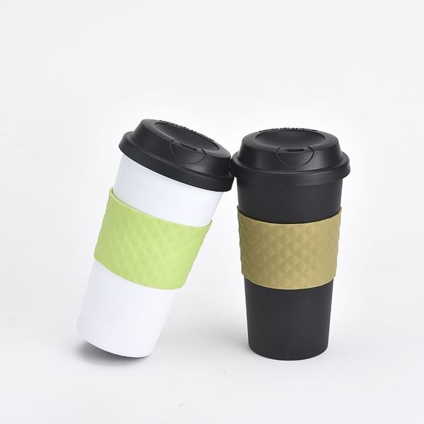 

new solid color creative plastic drinking portable thickened heat insulation cup outdoor coffee cup