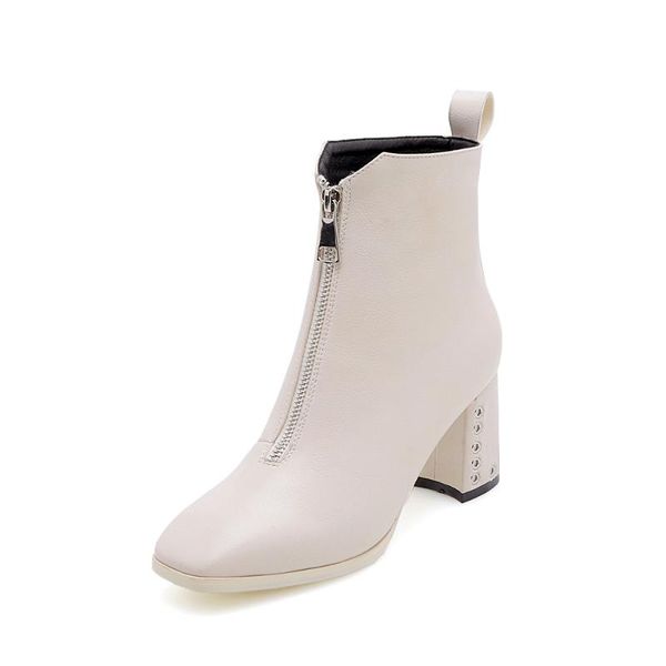 

boots fashion women 2021 arrivals square toe front zipper shoes ankle party high heels autumn boot, Black
