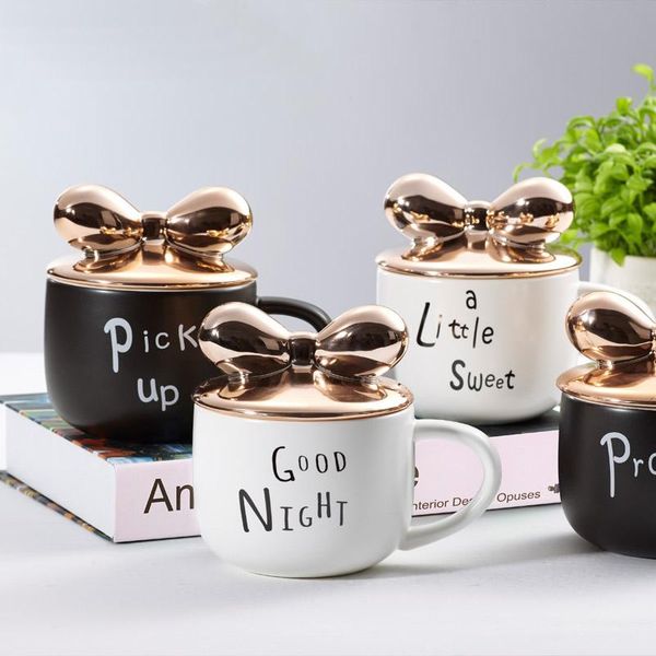 

mugs creative cute bow tie style ceramic cup romantic lady cartoon mug
