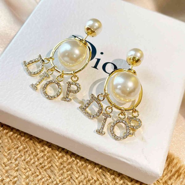 

2021 new designer letter pearl earrings earrings for women, Golden