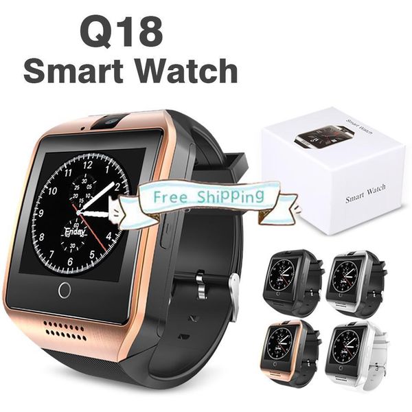 

dhl q18 smart watch bluetooth wristband smart watches tf sim card nfc with camera chat software compatible cellphones with retail box