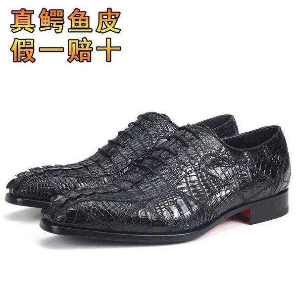 

dress shoes thailand crocodile leather genuine for men, Black