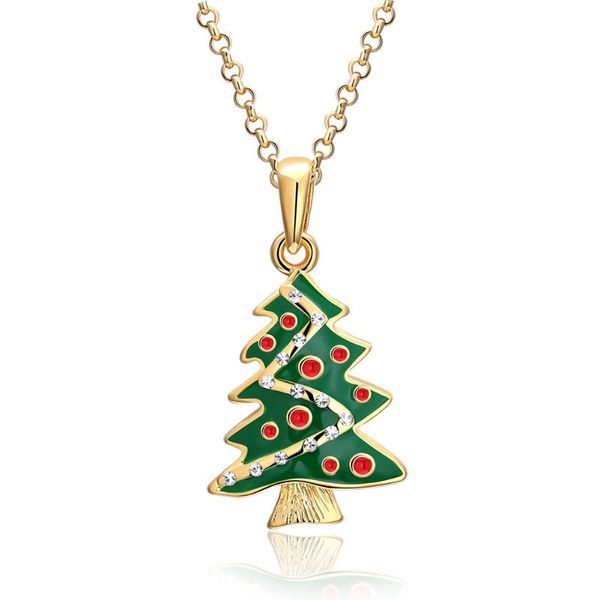

pendant necklaces pjx fashion green christmas tree necklace wih link chain cubic zirconia women novelty of life jewelry, Silver