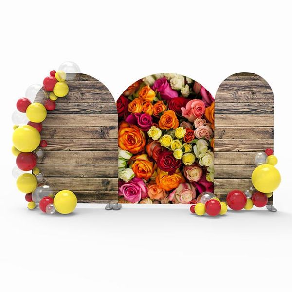 

party decoration design custom logo pillow case stretch fabric arch backdrop stand round for birthday and wedding event decoratio