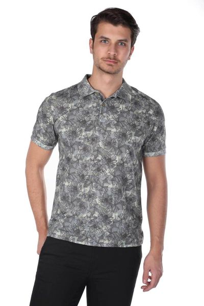 

men's t-shirts flower print collar t-shirt, White;black