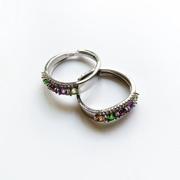 

wedding rings natural rainbow turmaline quartz stone cab women girls open adjustale ring silver plated size 1pc, Slivery;golden