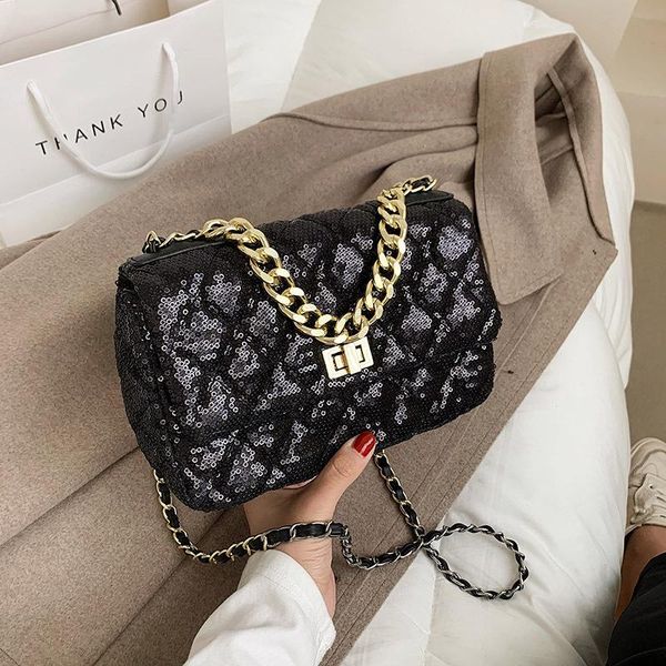 

shoulder bags fashion sequins chain purses handbags women crossbody 2021 luxury designer messenger flap high quality