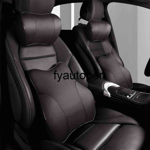 

pu leather car headrest pillow auto head restraint memory foam car neck pillow relieve lumbar pain for driving and working