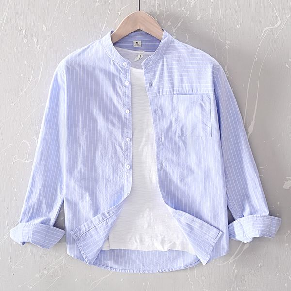 

2021 new design long-sleeved brand fashion spring for men casual stripes shirt mens comfortable shirts male camisa 2ezm, White;black