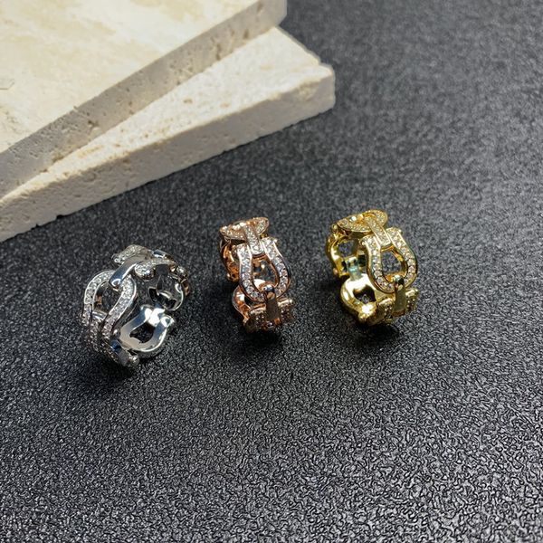 

design jewelry nautical rope fujia u-shaped horseshoe full diamond double buckle korean style versatile ring for men and women k5in sjuc, Silver