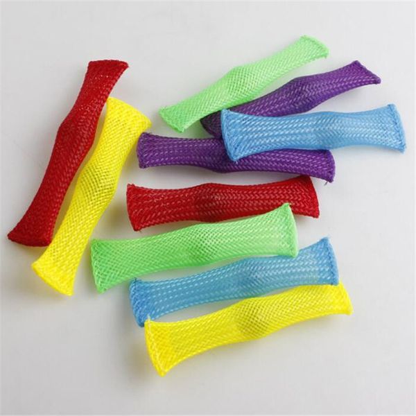 

kids mesh marble fidget toy squeezable braided mesh tube and marble ball stress anxiety adhd relief pop bubble soothing sensory h22201, Red;brown