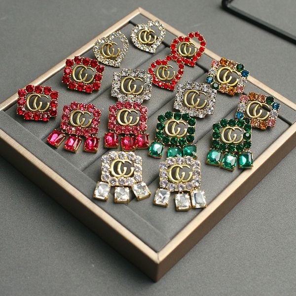 

new japan and south korea double female personalized love diamond earrings, Silver