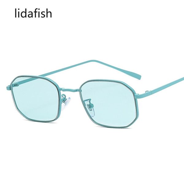 

sunglasses lidafish fashion polygonal small frame women luxury trend metal street ocean water colorful lens, White;black