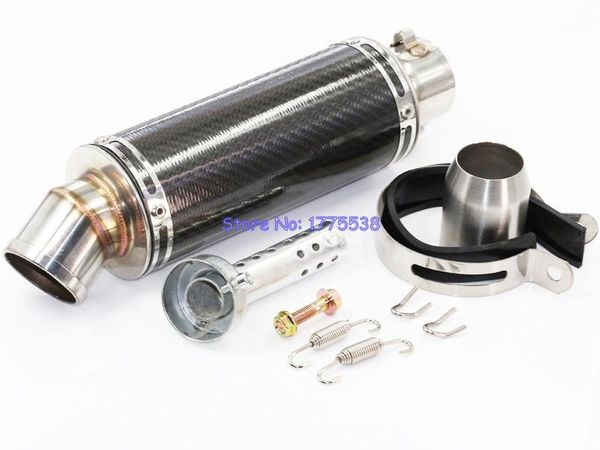

motorcycle exhaust system phuleoveo length 315mm inlet 51mm universal stainless steel carbon fiber tailpipe muffler pipe with db killer