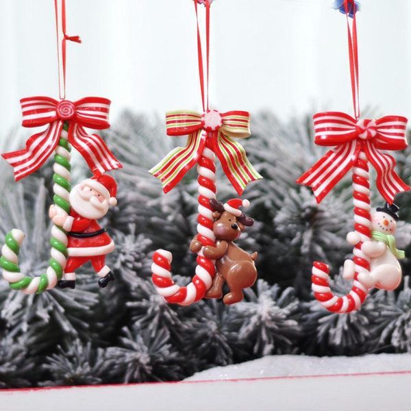 

christmas decorations handmade candy cane kawaii miniature cute hanging decor for home xmas tree party decoration pendant & drop ornament