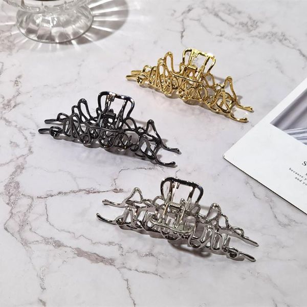 

hair clips & barrettes korean simple fashion metal claw geometric irregular chin clip, Golden;silver