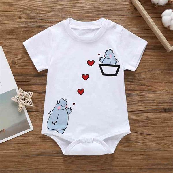 

in stock summer baby cartoon dinosaur one pieces bodysuit clothes 210528, Blue