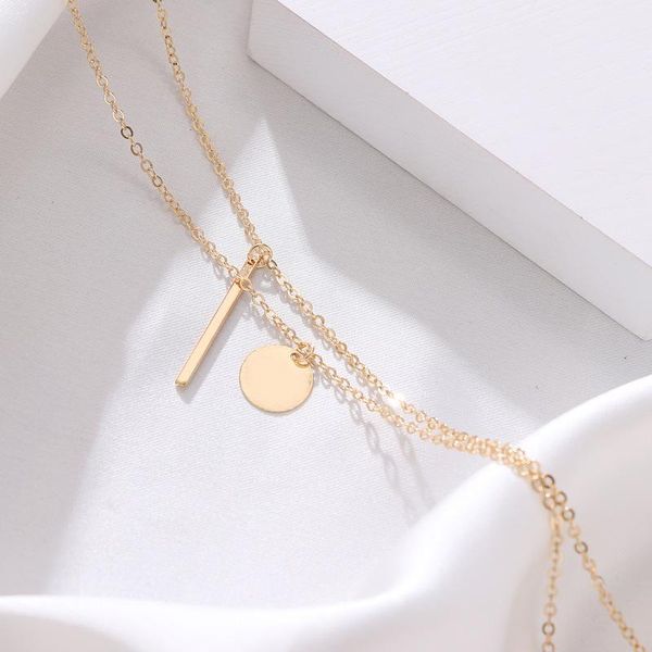 

chokers boho simple pendant necklace women's retro sequin coin short clavicle necklaces glamour girl lover jewelry gift, Golden;silver
