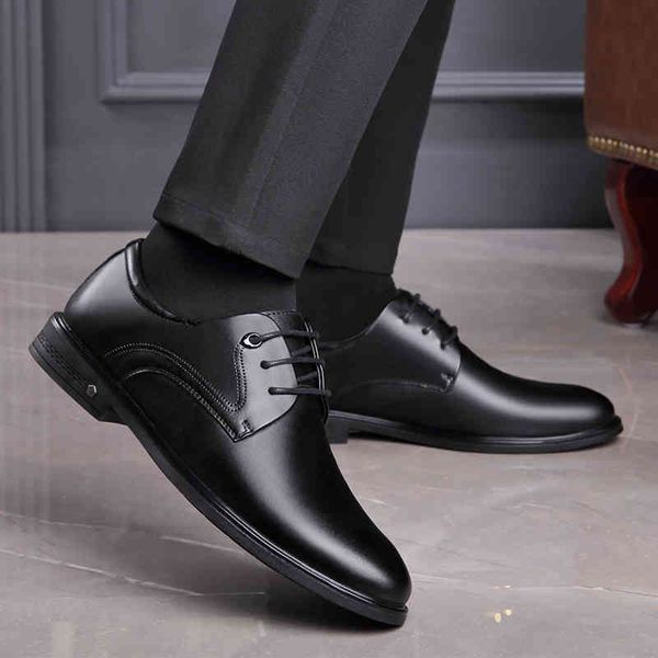 

dress shoes 2021 fashion oxford mens formal business lace-up full genuine leather minimalist for men v6dw, Black