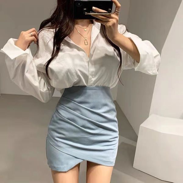 

outcome uneven female design a hip bag high-waisted joker color two-piece shirt new style kx8i, Black;gray