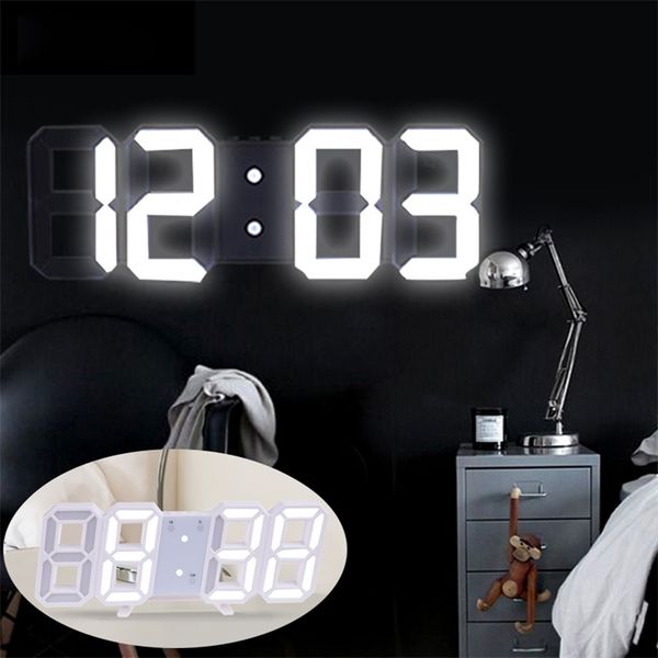 Ashowner 3D Grande LED Digital Wall Clock Data Time Celsius Nightlight Display Tabela Desktop relógios Despertador de sala 211110