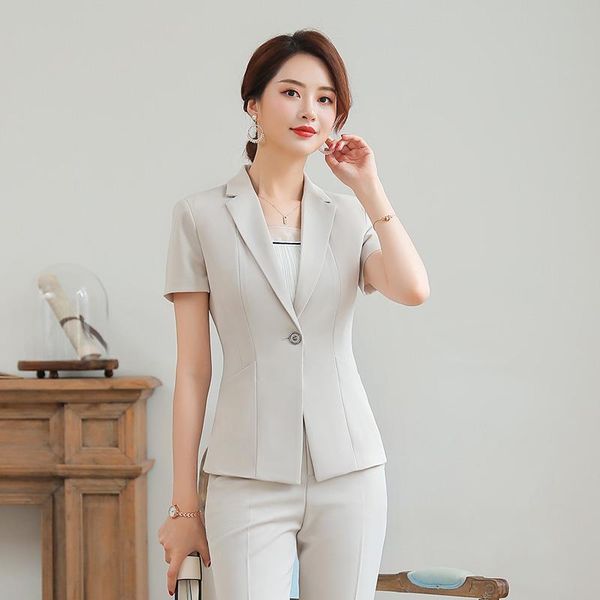 

lapel temperament professional small western clothing pants women's jacket white formal dress 4s l front desk sales overalls, White;black