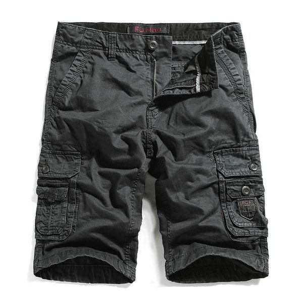 

2021 summer cargo shorts men solid cotton casual knee length bermuda mens shorts, White;black