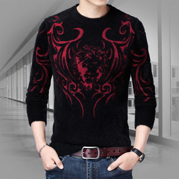 

2021 new autumn and winter imitation of vison male sweater fashion shirt print trendfj0d, White;black