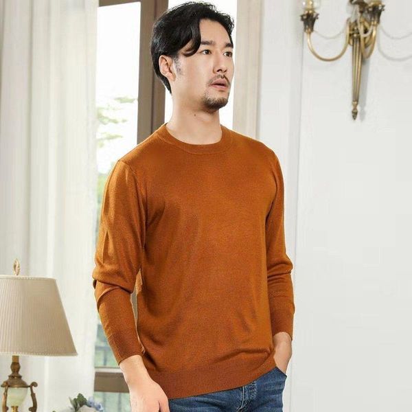 

men's sweaters spring and autumn v-neck solid color sweater backing sheep round neck large loose pullover, White;black