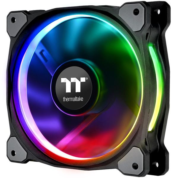 

fans & coolings thermaltake riing plus 12 rgb chassis fan (12cm fan/16.8 million colors/12 led lights/shockproof installation/led light guid