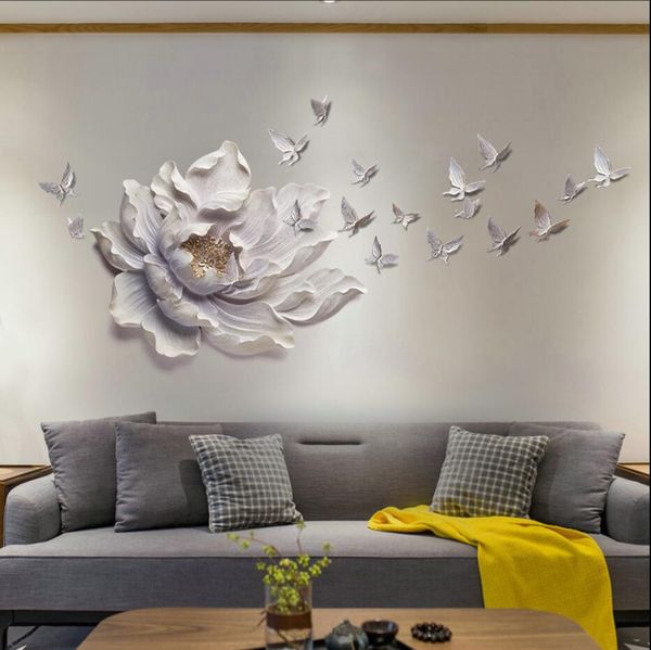 

living room wall decoration decorative objects pendant sofa background wall shop painting modern creative art flower relief wall-decoration