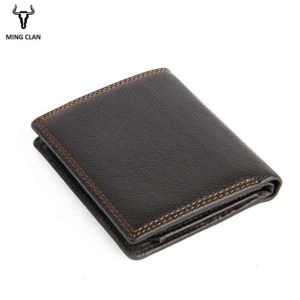 

wallets men's leather wallet mini short layer cowhide card case fashion coin purse rfid, Red;black
