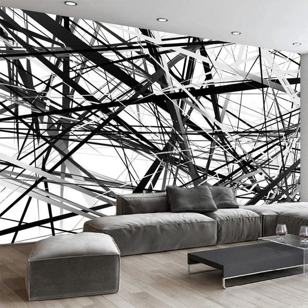 

wallpapers custom po wallpaper modern 3d stereo black and white line architectural abstract mural decoration background wall papers