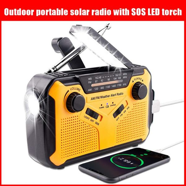 

radio noaa emergency weather portable hand crank solar alert am fm with led flashlights reading lamp