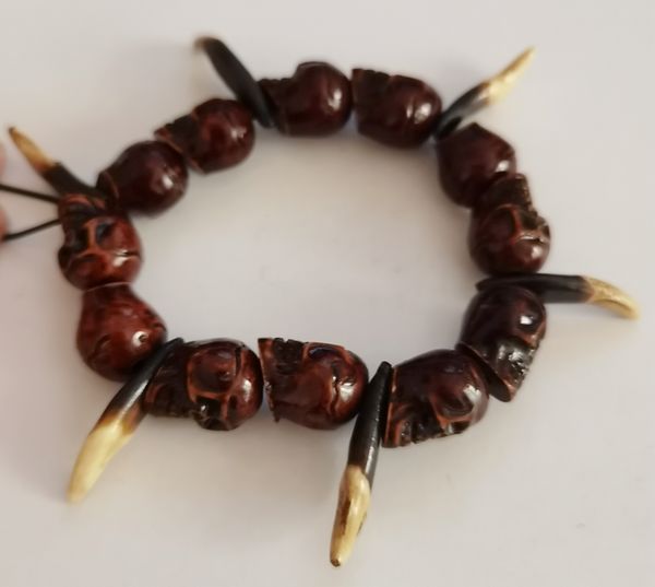 

punk hip hop mens skull tooth bracelet fashion retro biker jewelry gift, Black