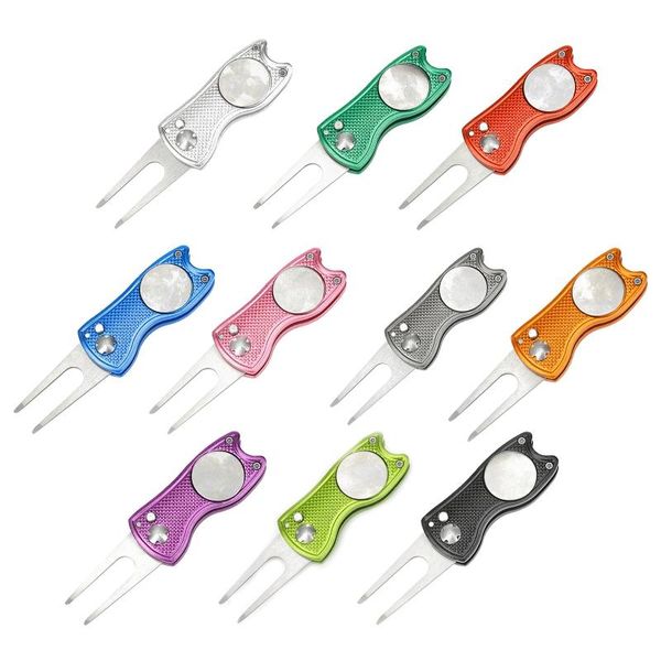 

golf training aids folding divot repair fork with magnetic button pitch groove remover cleaner